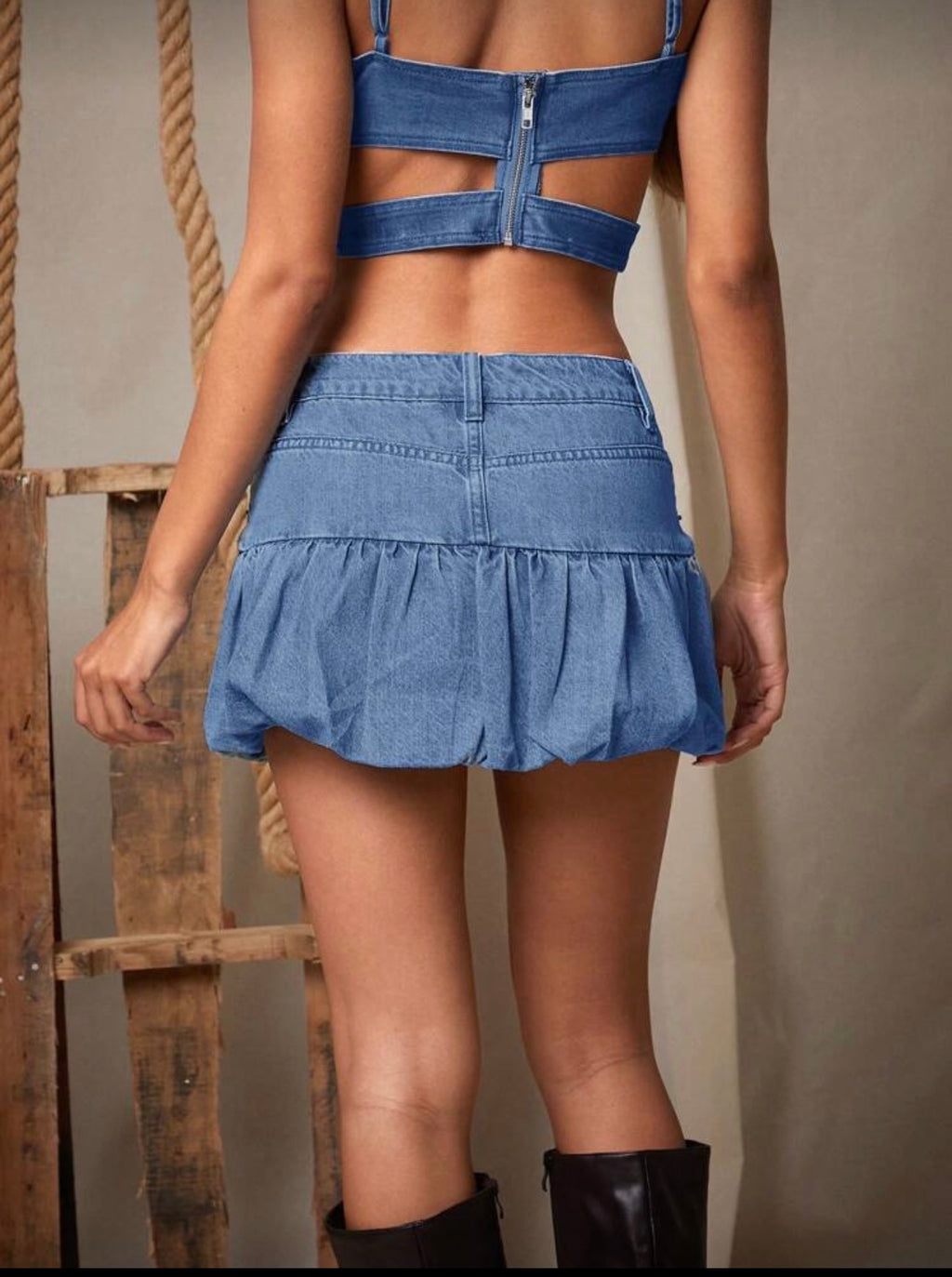 Falda globo denim