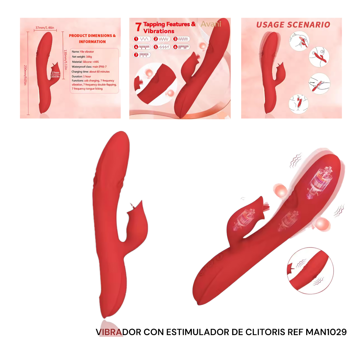 VIBRADOR CON ESTIMULADOR DE CLITORIS