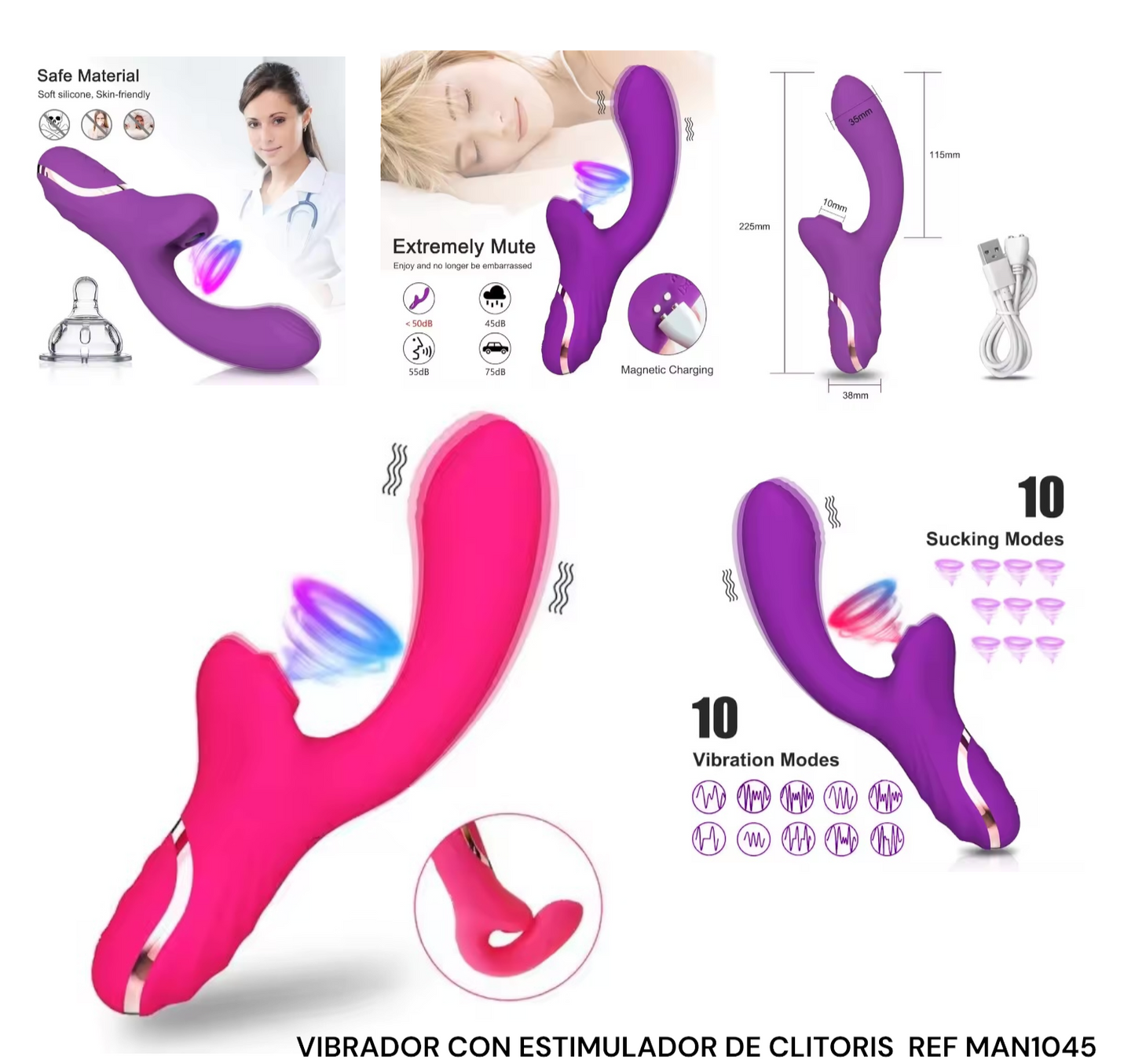 VIBRADOR CON ESTIMULADOR DE CLITORIS