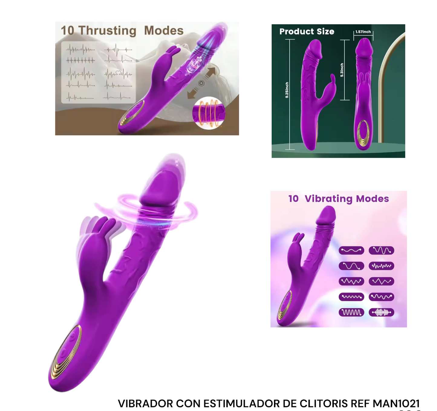 VIBRADOR CON ESTIMULADOR DE CLITORIS