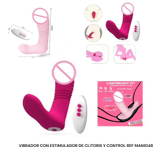 VIBRADOR CON ESTIMULADOR DE CLITORIS Y CONTROL