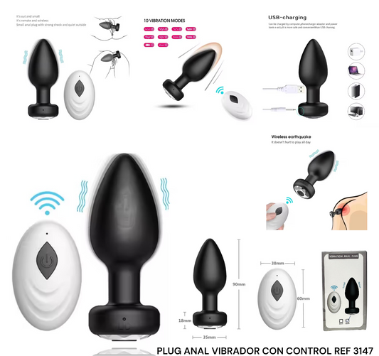 PLUG ANAL VIBRADOR CON CONTROL