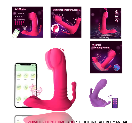 VIBRADOR CON ESTIMULADOR DE CLITORIS Y APP