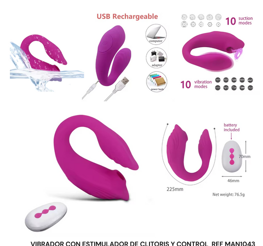 VIBRADOR CON ESTIMULADOR DE CLITORIS