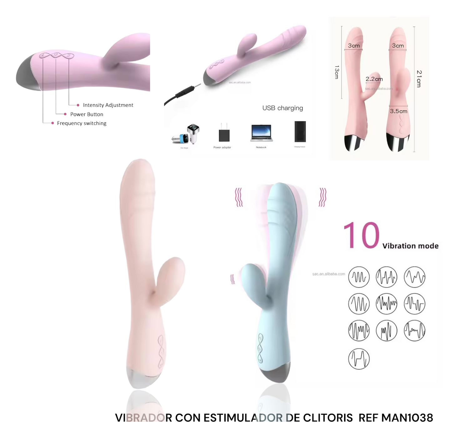 VIBRADOR CON ESTIMULADOR DE CLITORIS