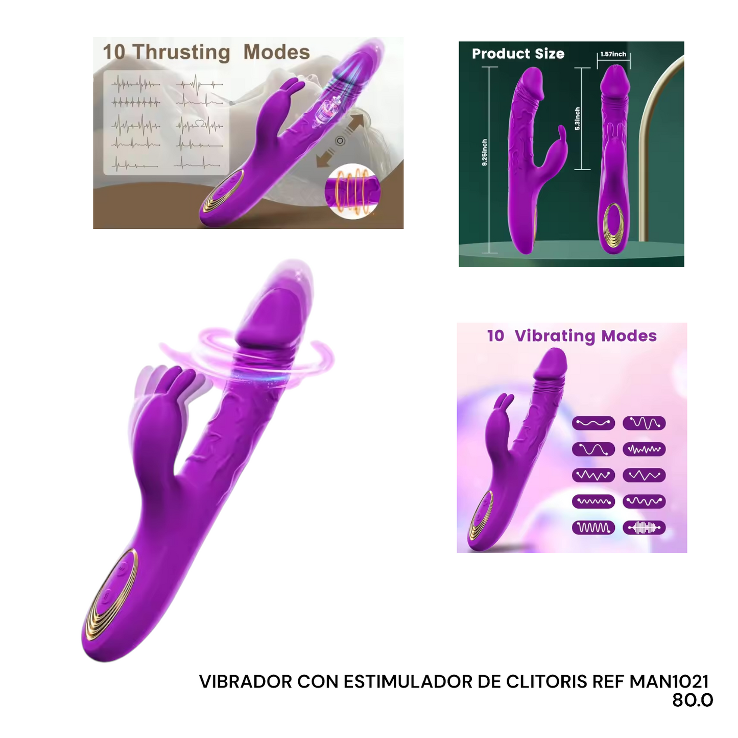 VIBRADOR CON ESTIMULADOR DE CLITORIS