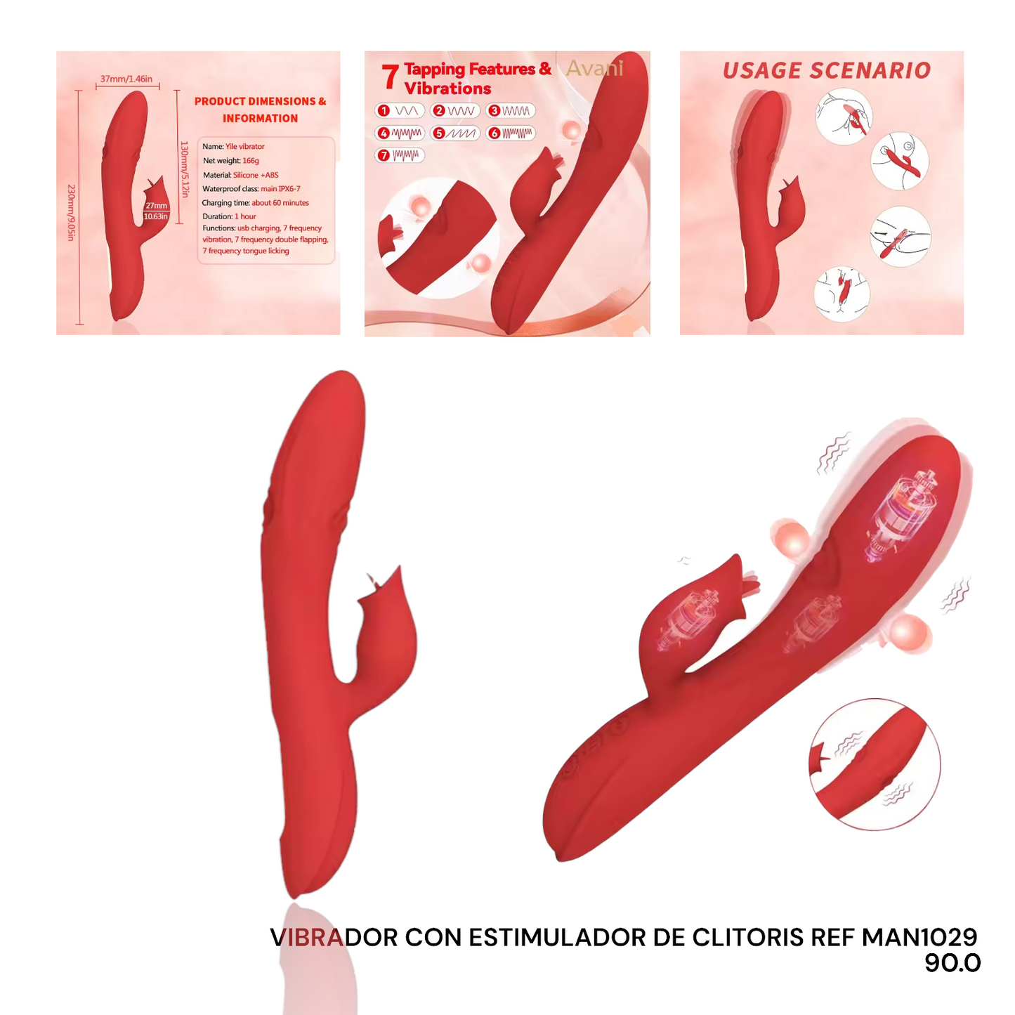 VIBRADOR CON ESTIMULADOR DE CLITORIS