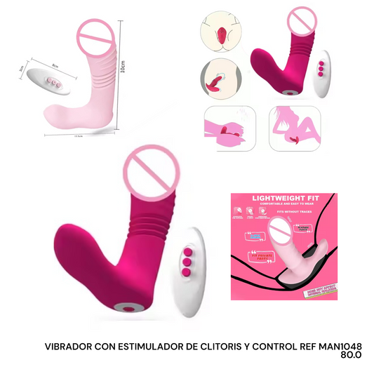 VIBRADOR CON ESTIMULADOR DE CLITORIS Y CONTROL