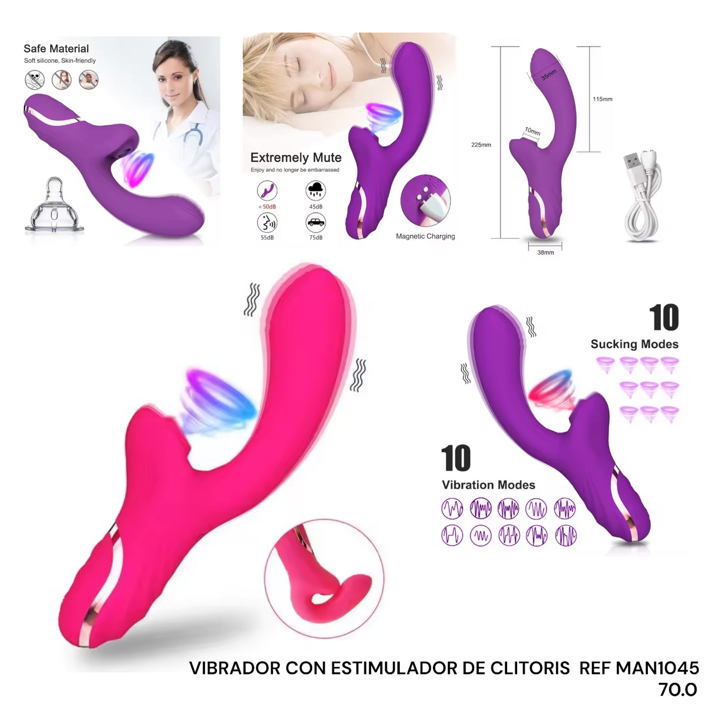 VIBRADOR CON ESTIMULADOR DE CLITORIS