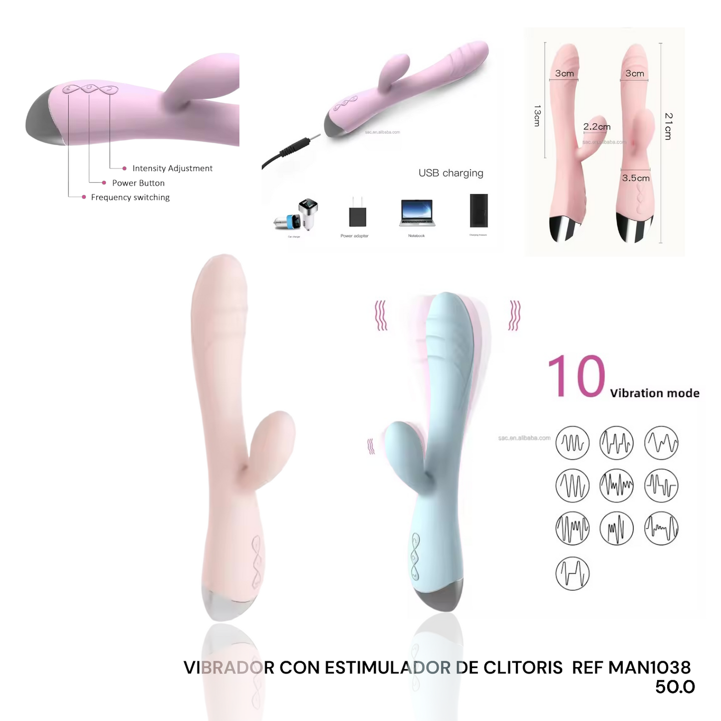 VIBRADOR CON ESTIMULADOR DE CLITORIS