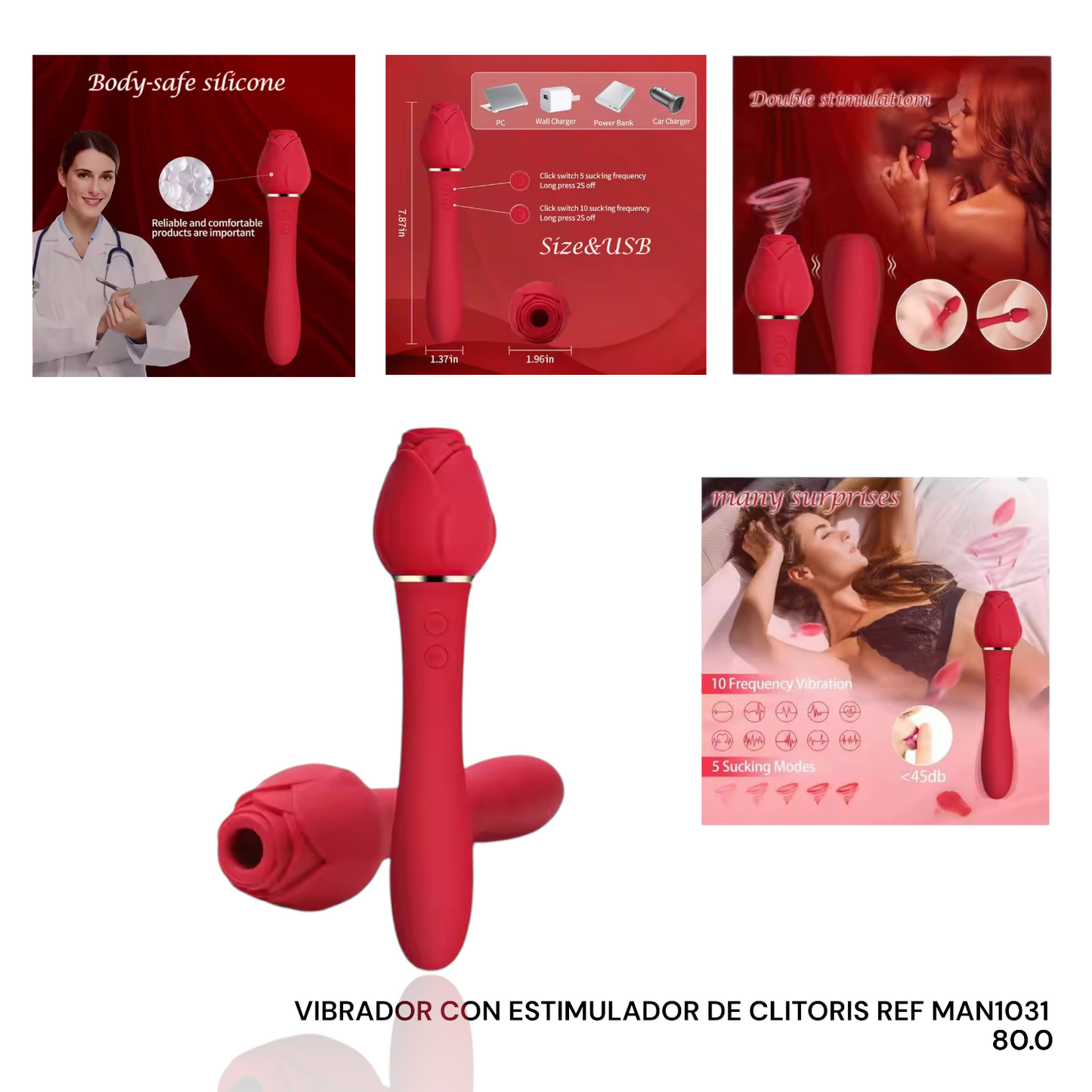 VIBRADOR CON ESTIMULADOR DE CLITORIS