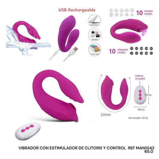 VIBRADOR CON ESTIMULADOR DE CLITORIS