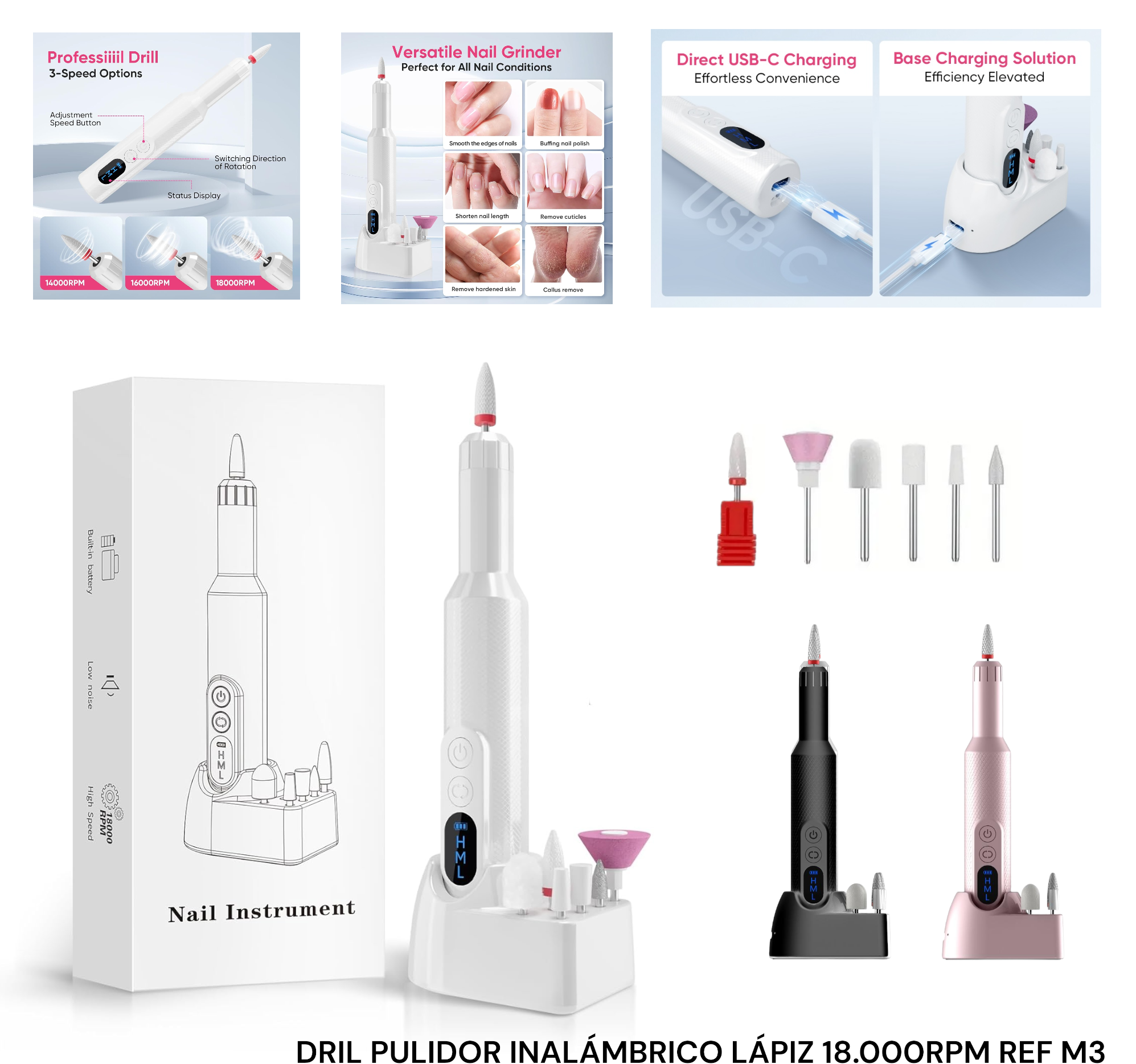 Drill pulidor inalámbrico lápiz  18.000rpm