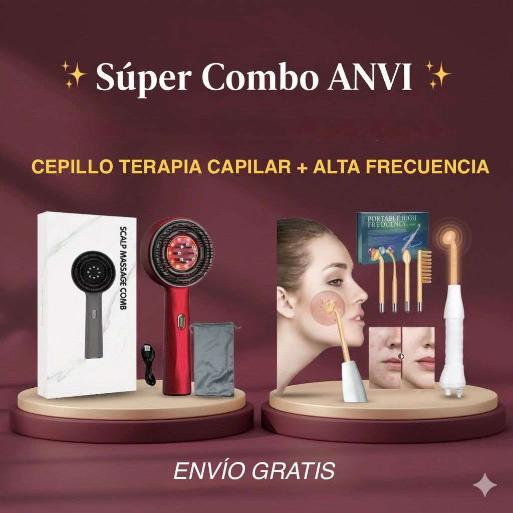 COMBO ALTA FRECUENCIA Y CEPILLO TERAPIA CAPILAR (Envío Gratis)
