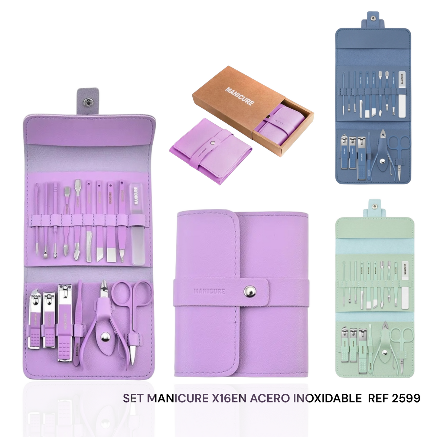 SET MANICURE X16 ACERO INOXIDABLE