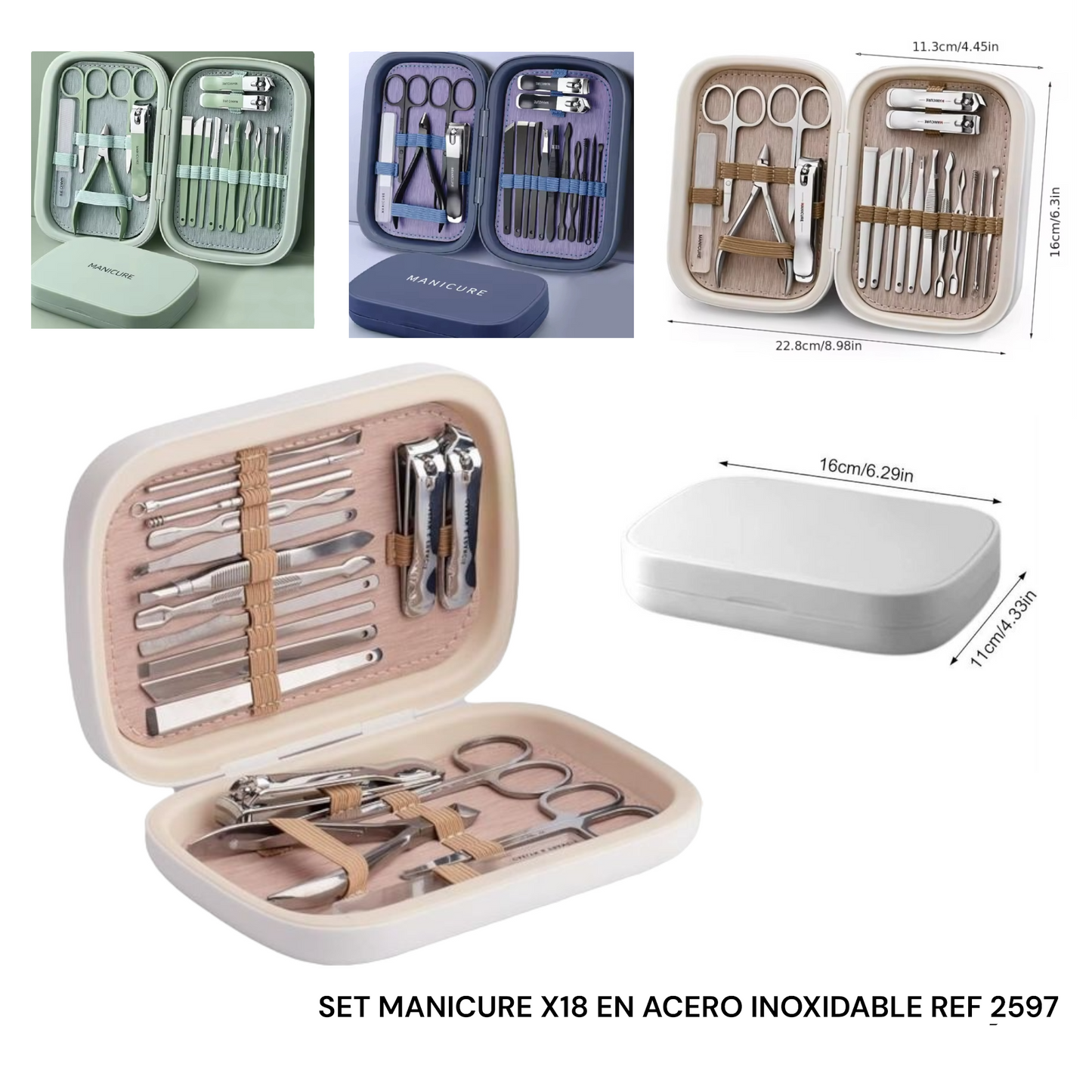 SET MANICURE X18 ACERO INOXIDABLE