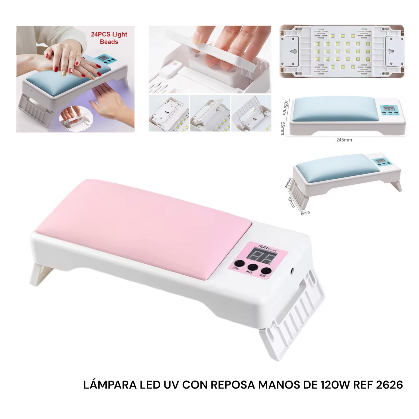 LAMPARA LED/UV 120W CON REPOSA MANOS