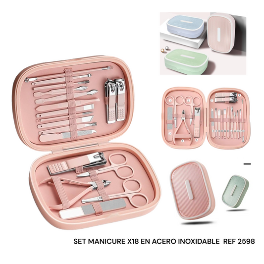 SET MANICURE X18 ACERO INOXIDABLE